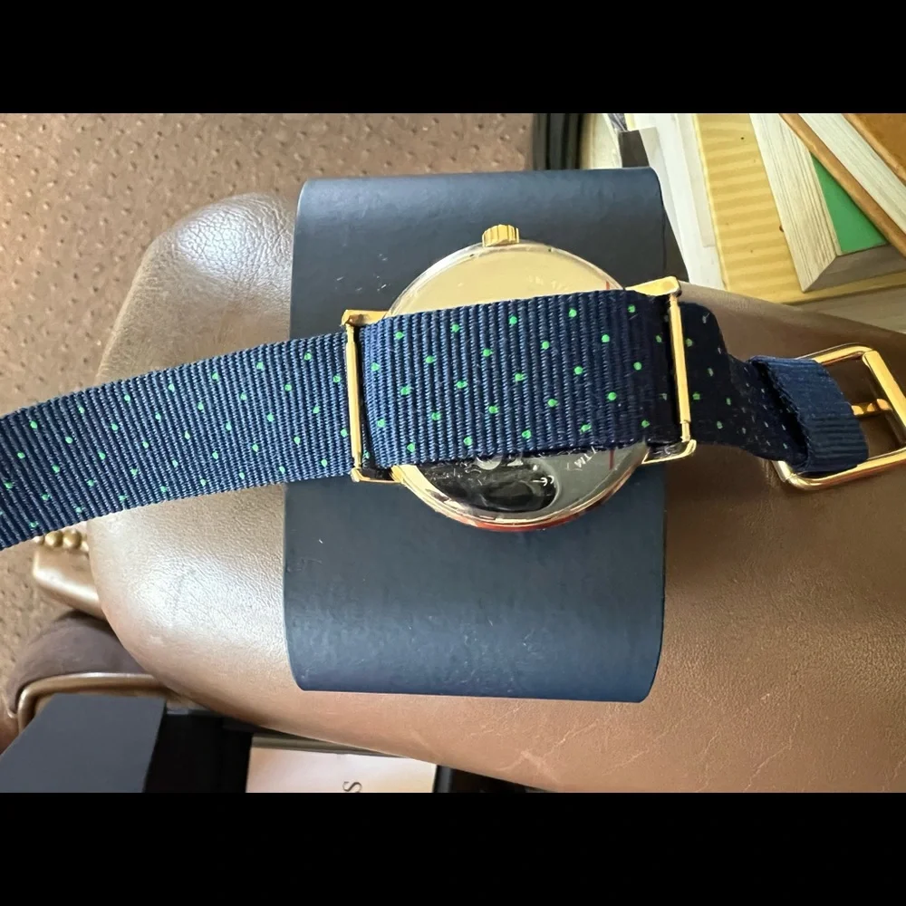 Chaps ladies preppy blue/green bling out gold hardware watch - Picture 6 of 11